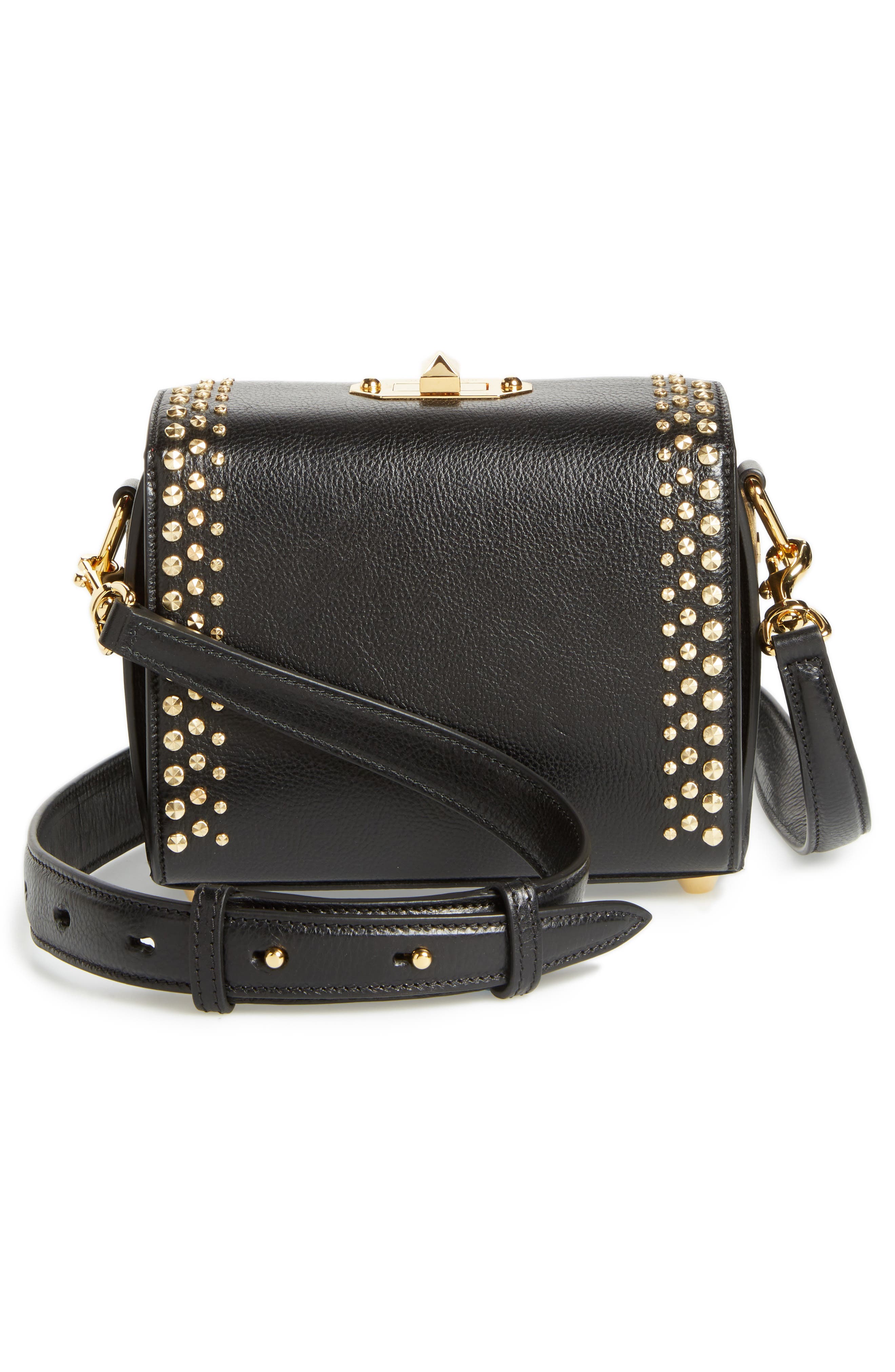 McQueen Alexander McQueen Box Bag 19 Studded Leather Bag, Alternate, color, 