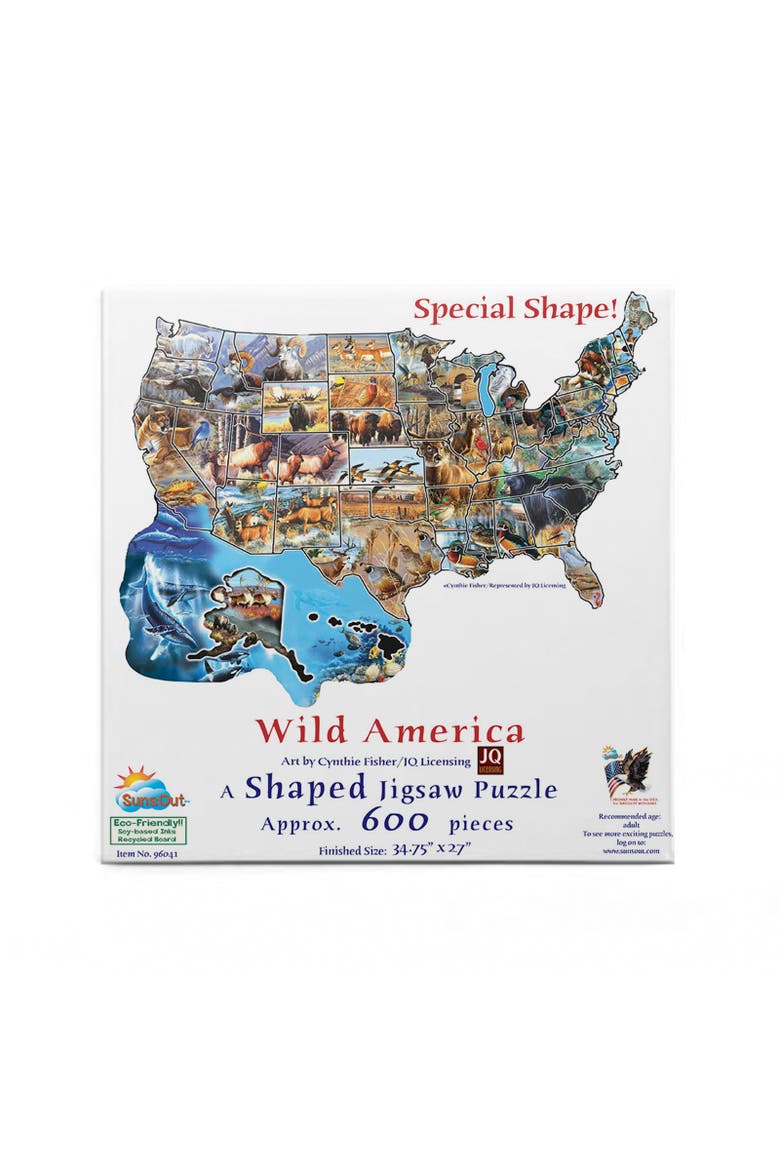Wild America 600 piece Jigsaw Puzzle for Adults Special Shape, Alternate, color, Multicolor