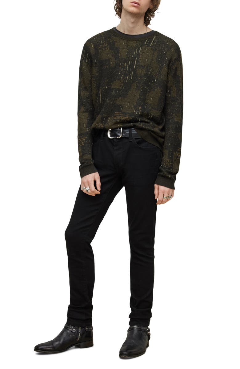 John Varvatos Patchin Regular Fit Jacquard Linen Blend Crewneck Sweater, Alternate, color,