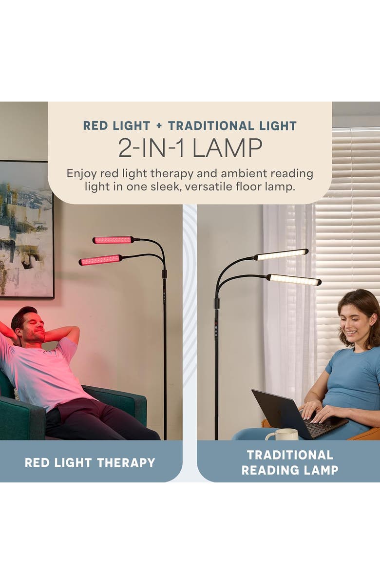 Lifepro Red Light Therapy Lamp & Reading Lamp 850nm & 660nm Near Infrared Light for Body, Alternate, color, Dual Head