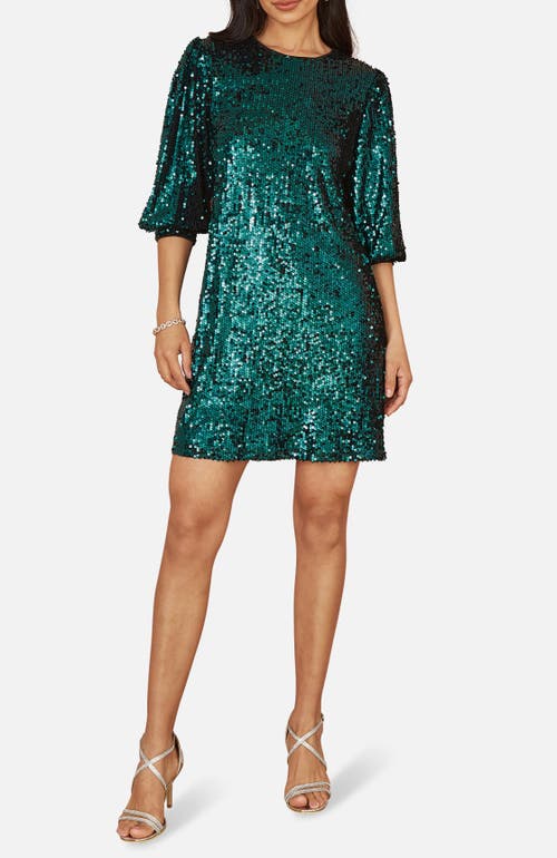 Yumi Balloon Sleeve Sequin Mini Dress In Animal Print