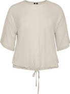 VERO MODA CURVE Short Sleeve Drawstring Top