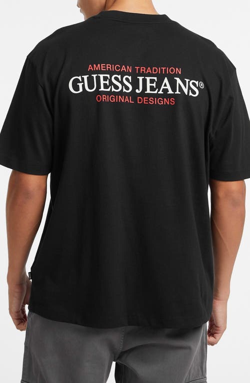 Guess Jeans American Trad Logo Cotton Graphic T-shirt In Black