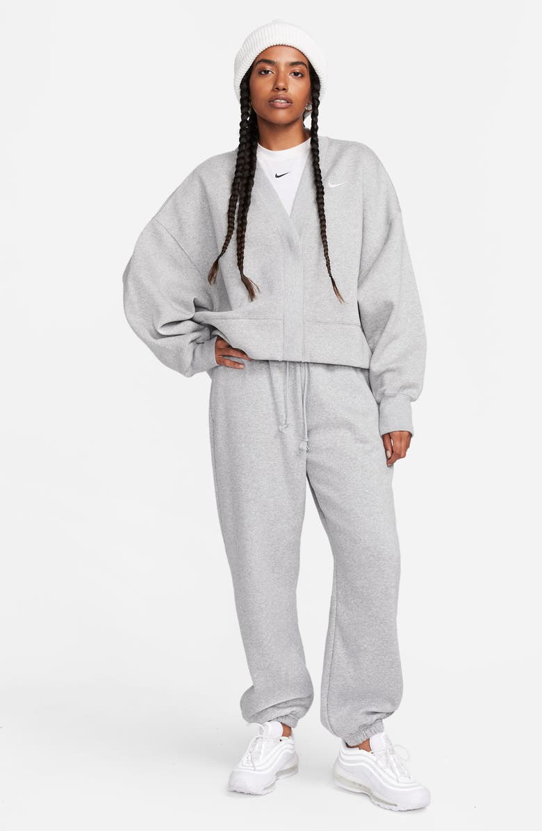 Nike Sportswear Phoenix Fleece Oversize Cardigan, Alternate, color, 063 063 Dk Grey Heather/Sail