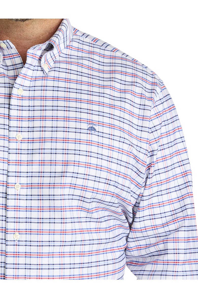 Big & Tall Non-Iron Triple Windowpane Sport Shirt, Alternate, color, RED BLUE WHITE