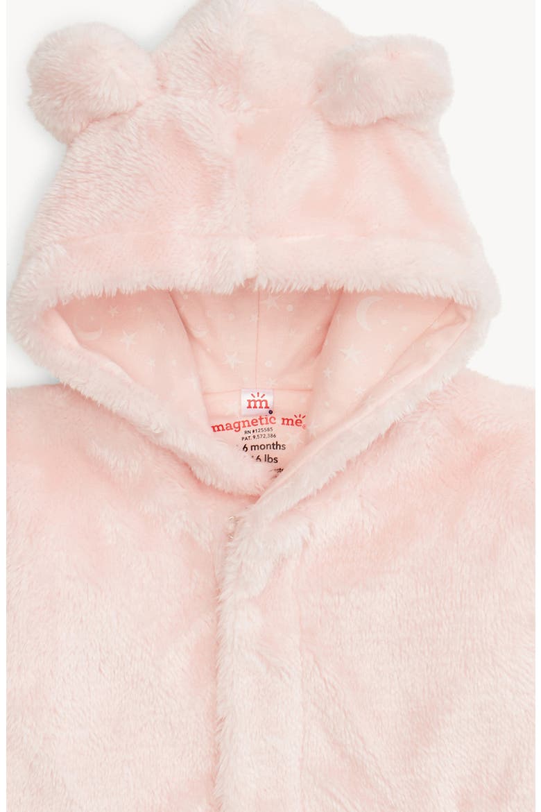 Minky Faux Fur Bear Hooded Jacket, Alternate, color, PINK