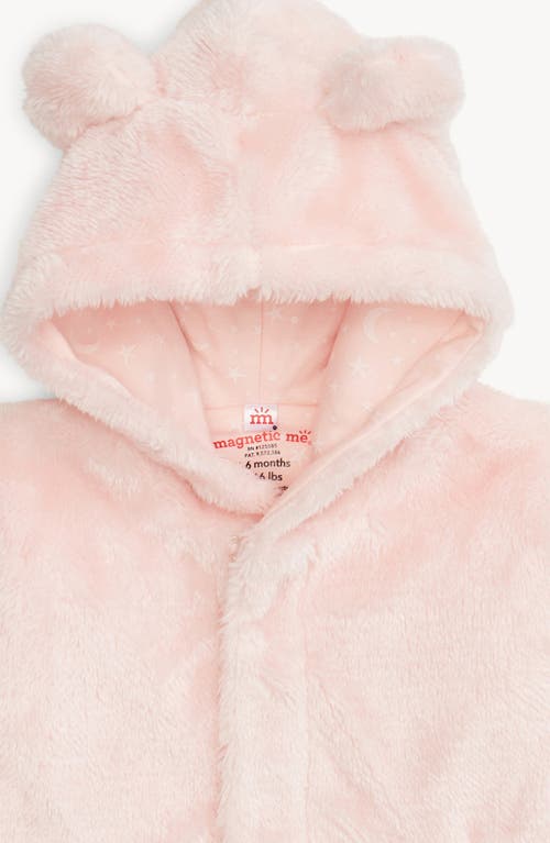 Magnetic Me Minky Faux Fur Bear Hooded Jacket In Pink