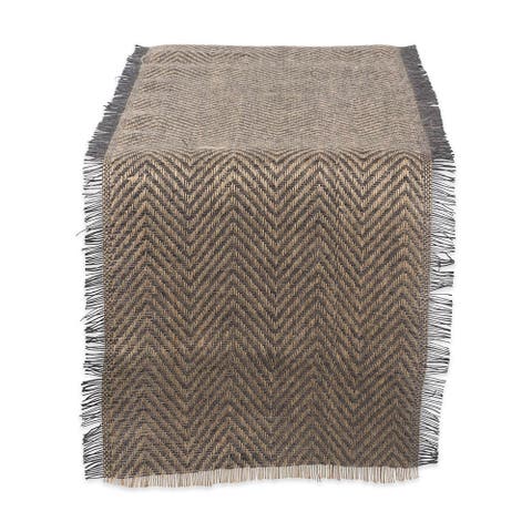 Mineral Chevron Burlap Table Runner 14X72