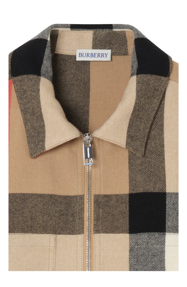 Burberry Check Wool Cotton Overshirt, Alternate, color, Archive Beige