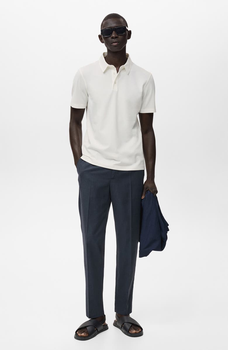 MANGO Solid Cotton Blend Piqué Polo, Alternate, color, Off White