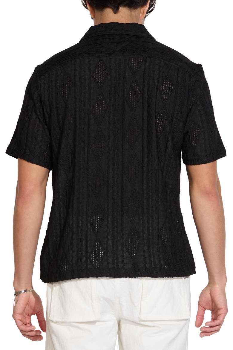 Geo Jacquard Knit Camp Shirt, Alternate, color, BLACK