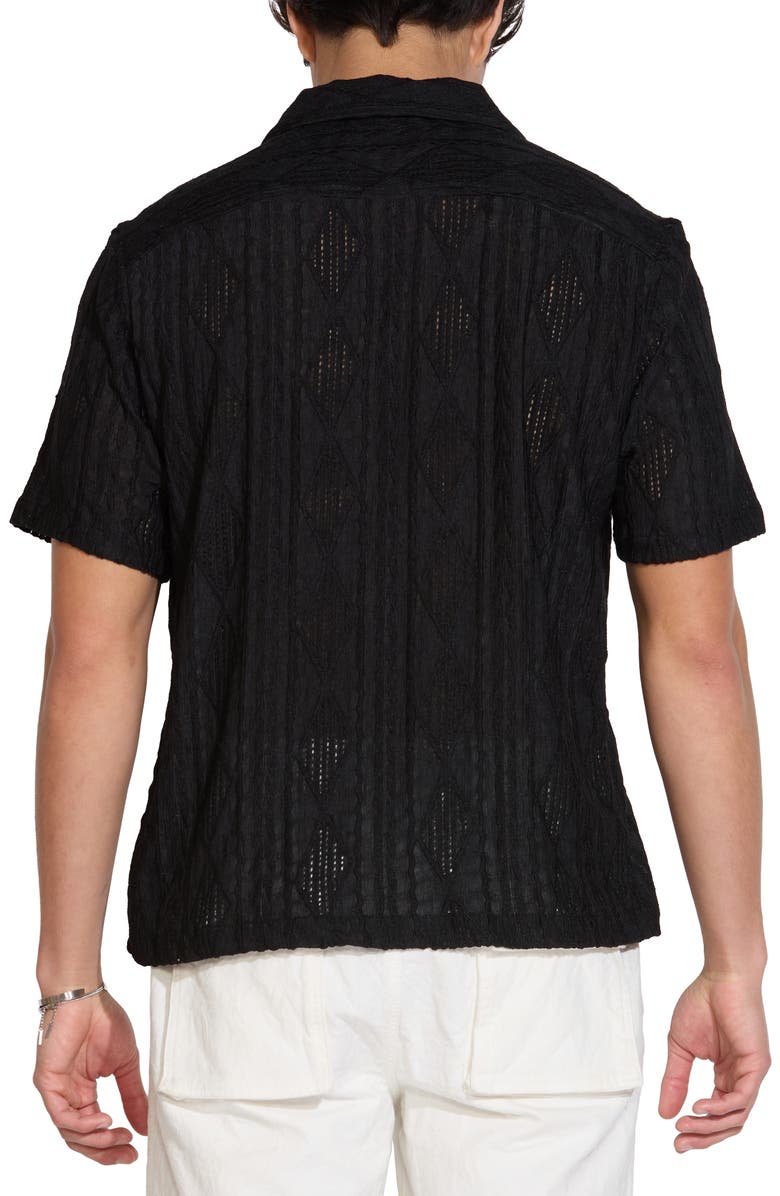 Civil Society Geo Jacquard Knit Camp Shirt, Alternate, color, Black