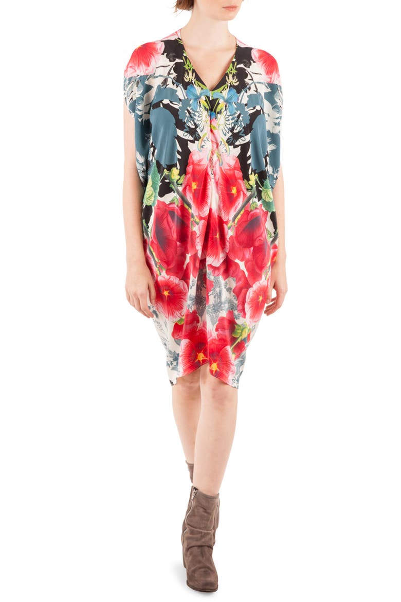 Silk Maternity/Nursing Dress, Alternate, color, PINK HIBISCUS PRINT