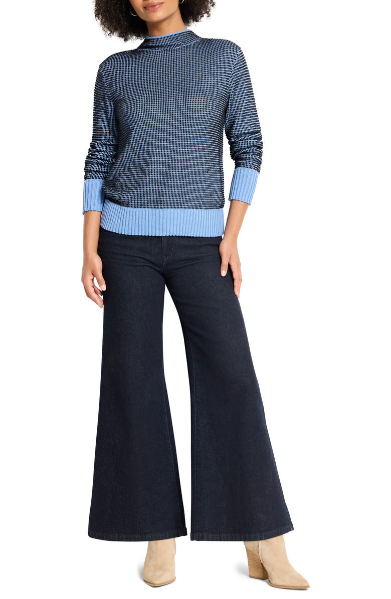 NIC+ZOE Mock Neck Pixel Knit Sweater, Alternate, color, Blue Multi