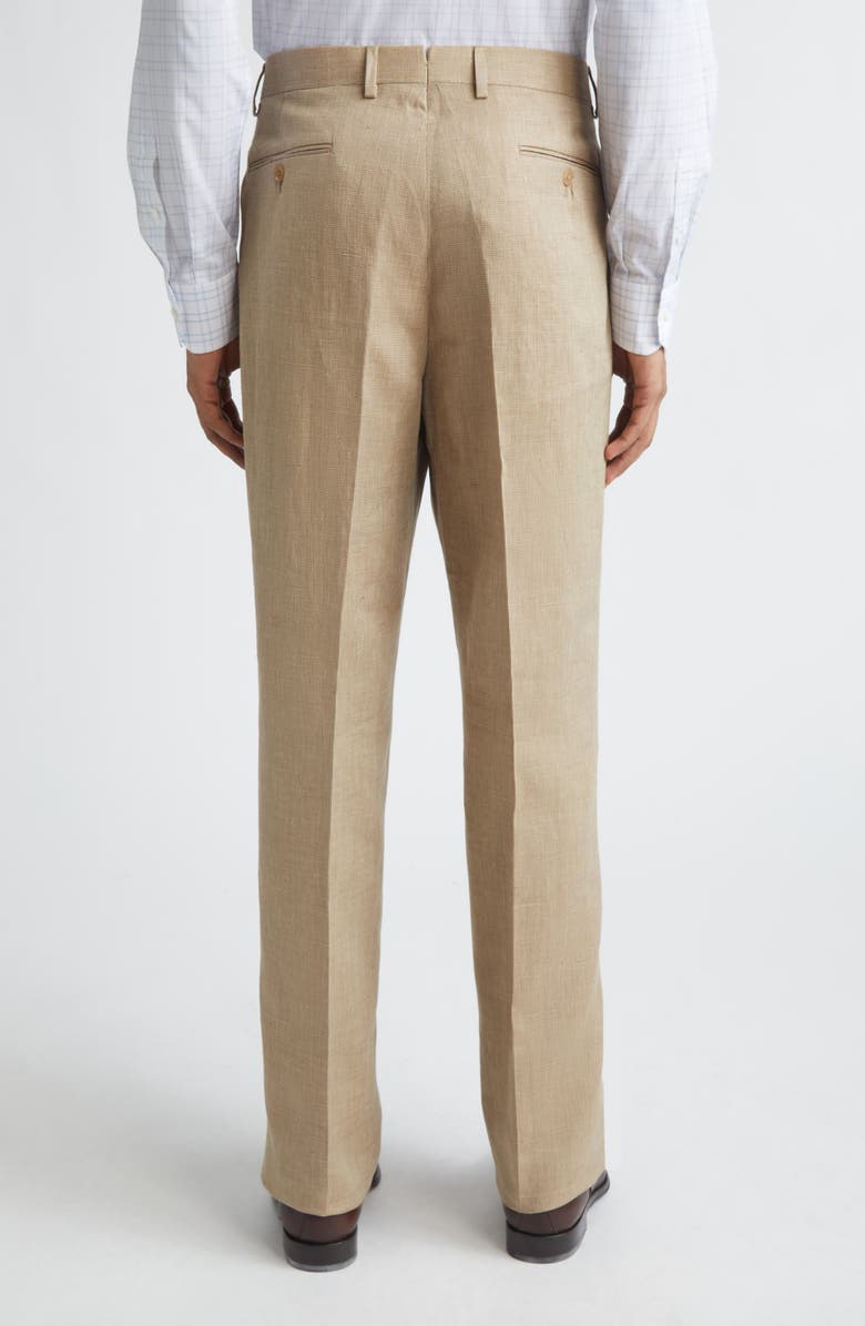 Ralph Lauren Purple Label Glenn Pleat Front Herringbone Trousers, Alternate, color, Khaki Multi