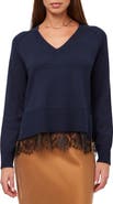 FIFTEEN TWENTY Camila Lace Layered V-Neck Sweater