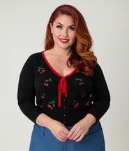 Unique Vintage Plus Size 1950s Crop Knit Cardigan