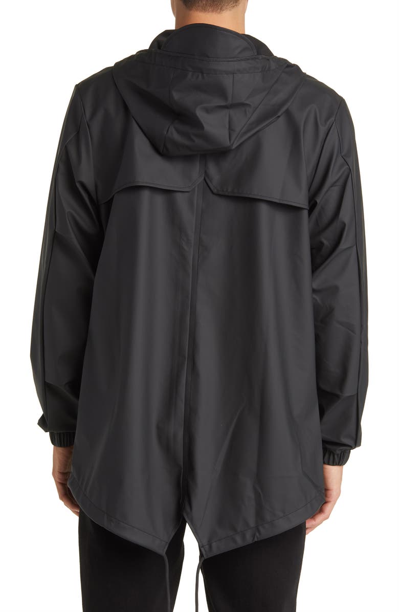 Rains Fishtail Hooded Waterproof Rain Jacket, Alternate, color, Black