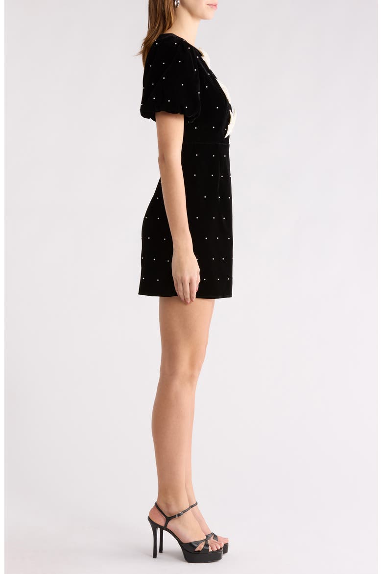Puff Sleeve Bow Minidress, Alternate, color, BLACK