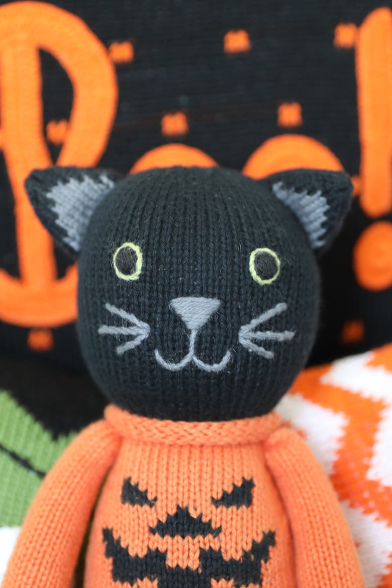 Knit Halloween Cat Toy, Alternate, color, Black and Orange
