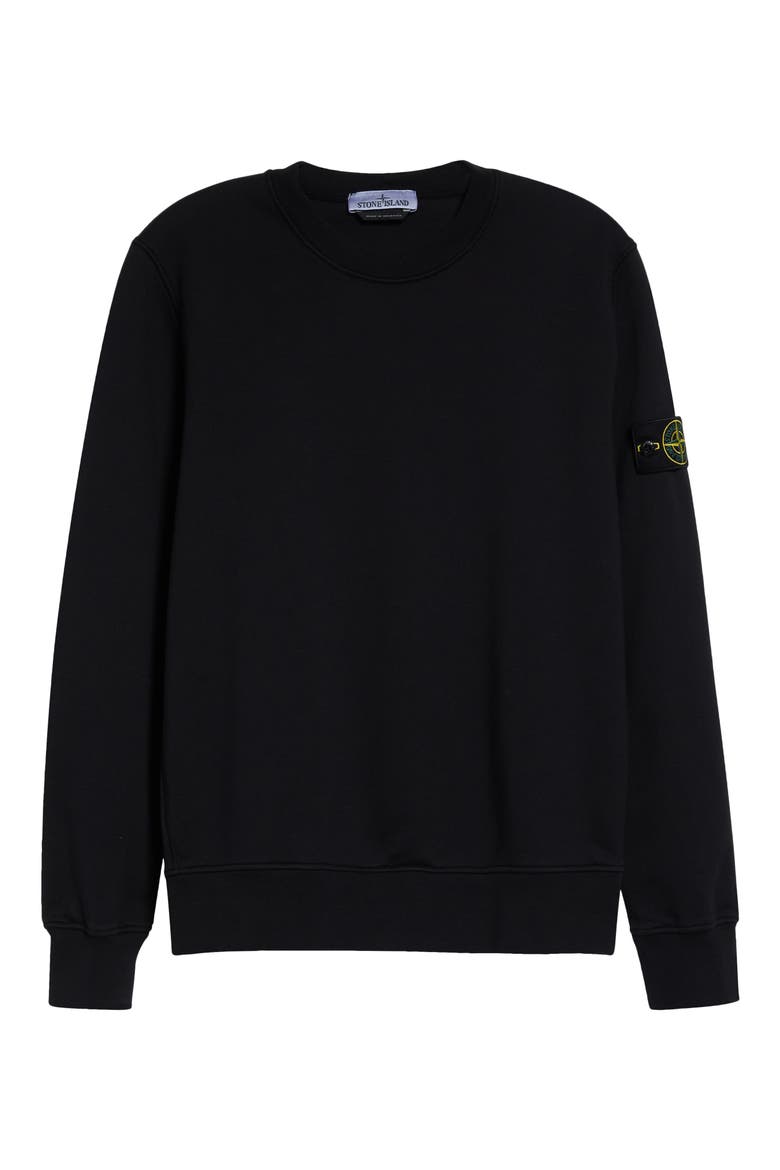 Compass Logo Patch Cotton Crewneck Sweatshirt, Main, color, V0029 BLACK