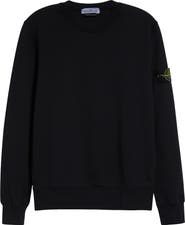 Stone Island Compass Logo Patch Cotton Crewneck Sweatshirt