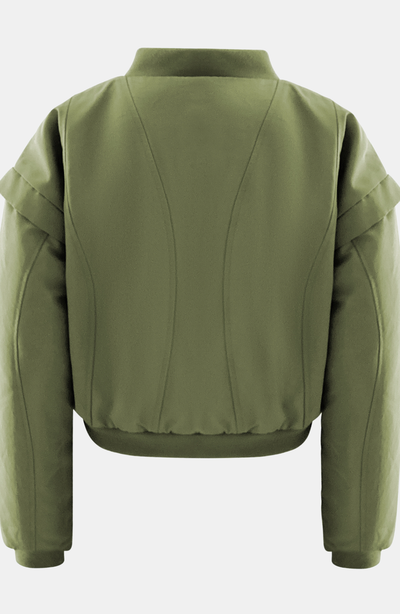 OW Collection YOKON Crop Bomber Jacket, Alternate, color, Olive Green
