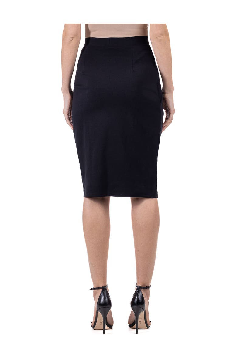 24seven Comfort Apparel Elastic Waist Knee Length Tulip Pencil Skirt, Alternate, color, Black