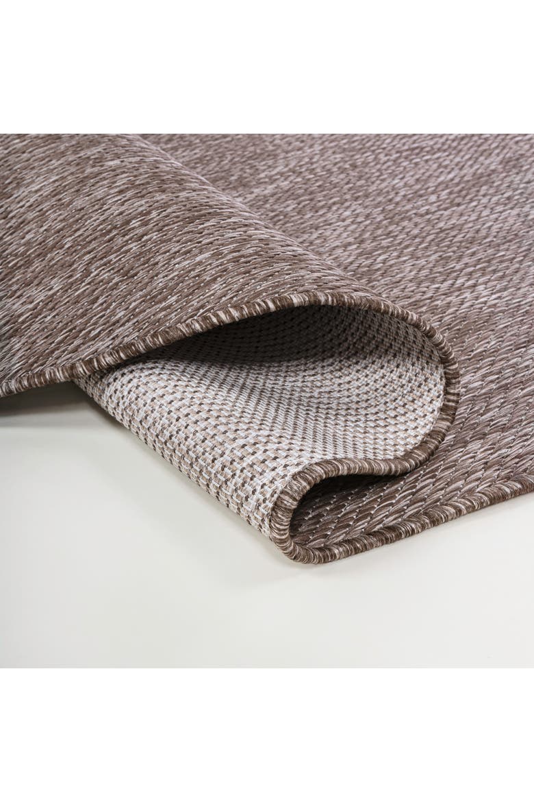 Evan Modern Rustic Organic Curve Indoor/Outdoor Shaped Area Rug, Alternate, color, Brown