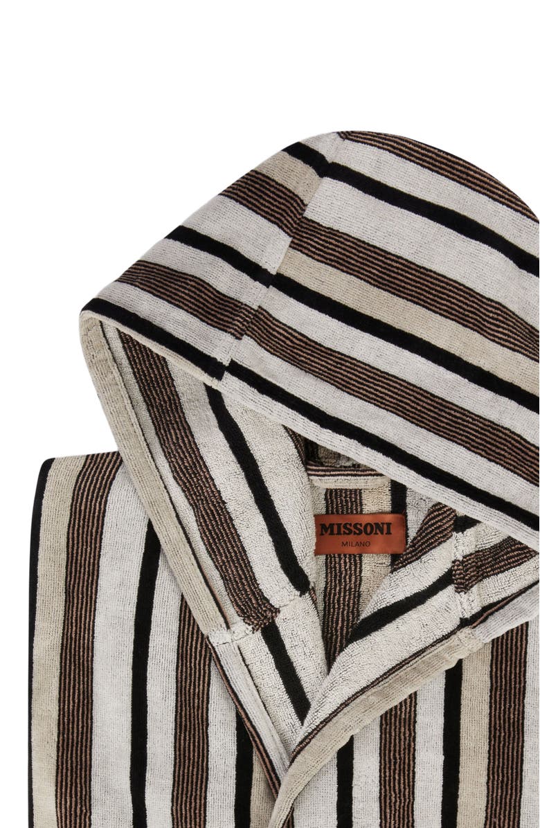 Missoni Home Craig Striped Cotton Terry Bathrobe, Alternate, color, Black & White