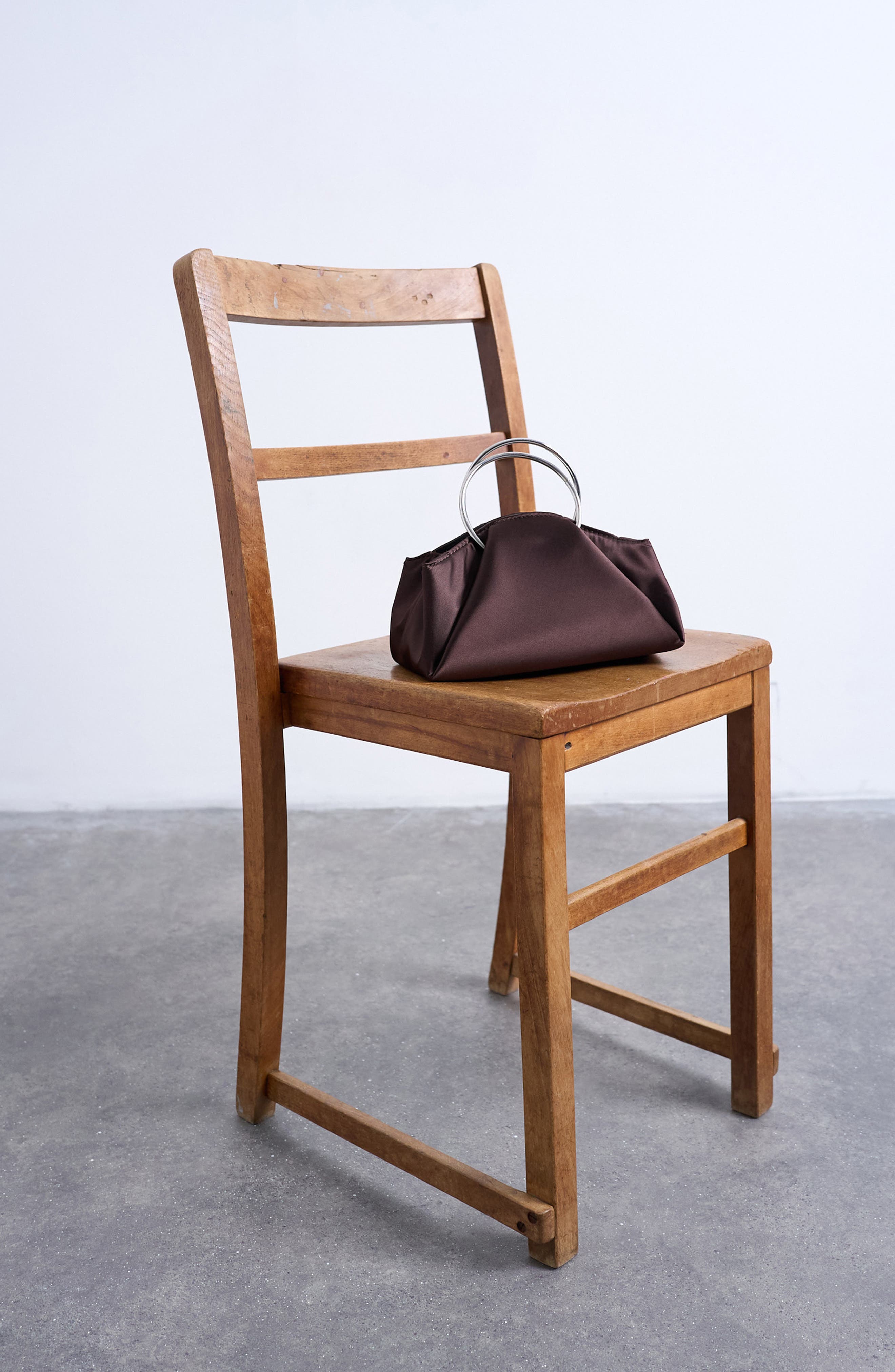 Topshop Metal Top Handle Grab Bag, Alternate, color, Brown