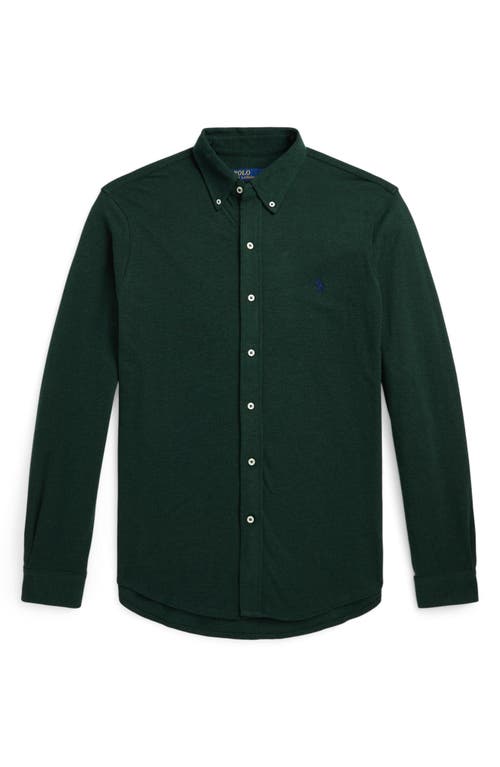 Polo Ralph Lauren Featherweight Stretch Cotton Piqué Button-down Shirt In Green