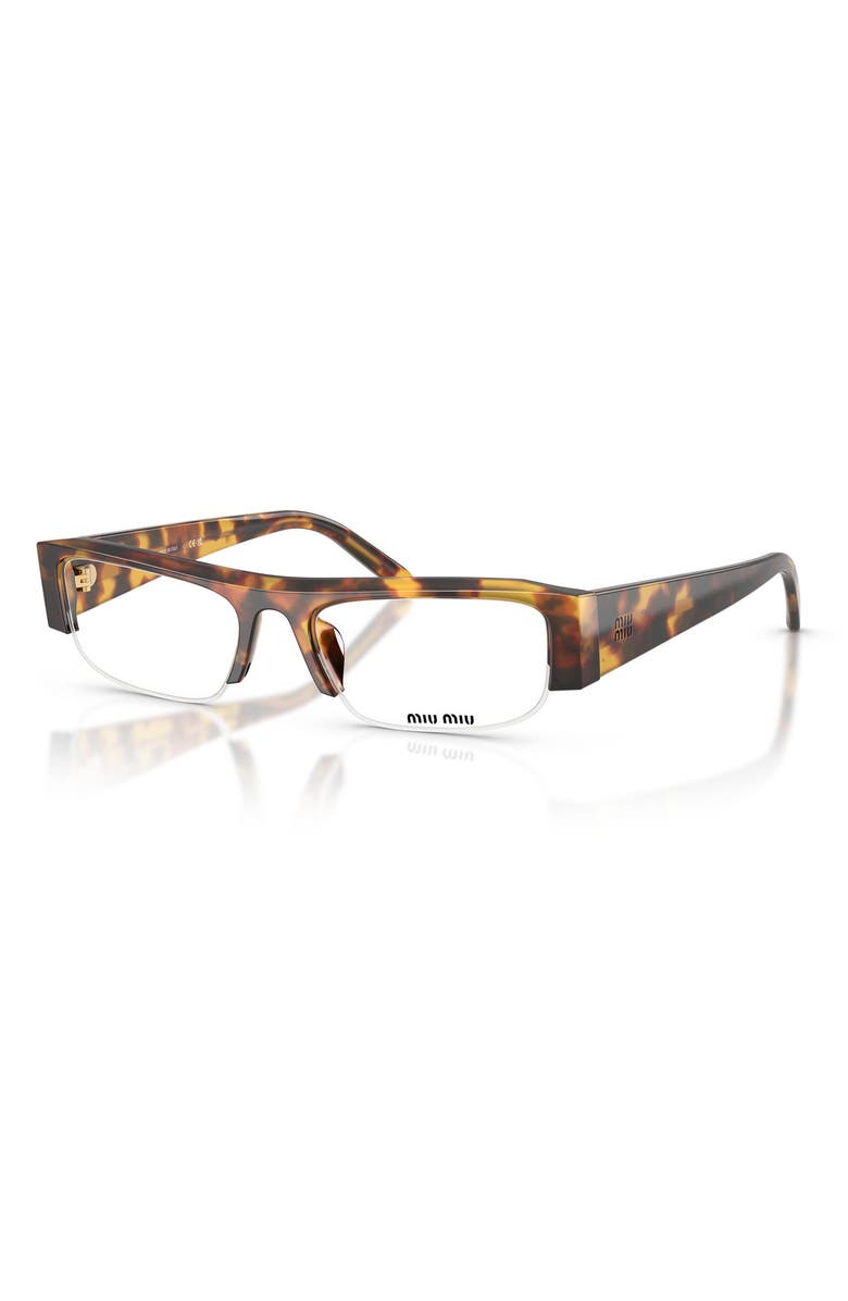 Miu Miu 54mm Rectangular Sunglasses, Alternate, color, Honey Havana / Blue Light