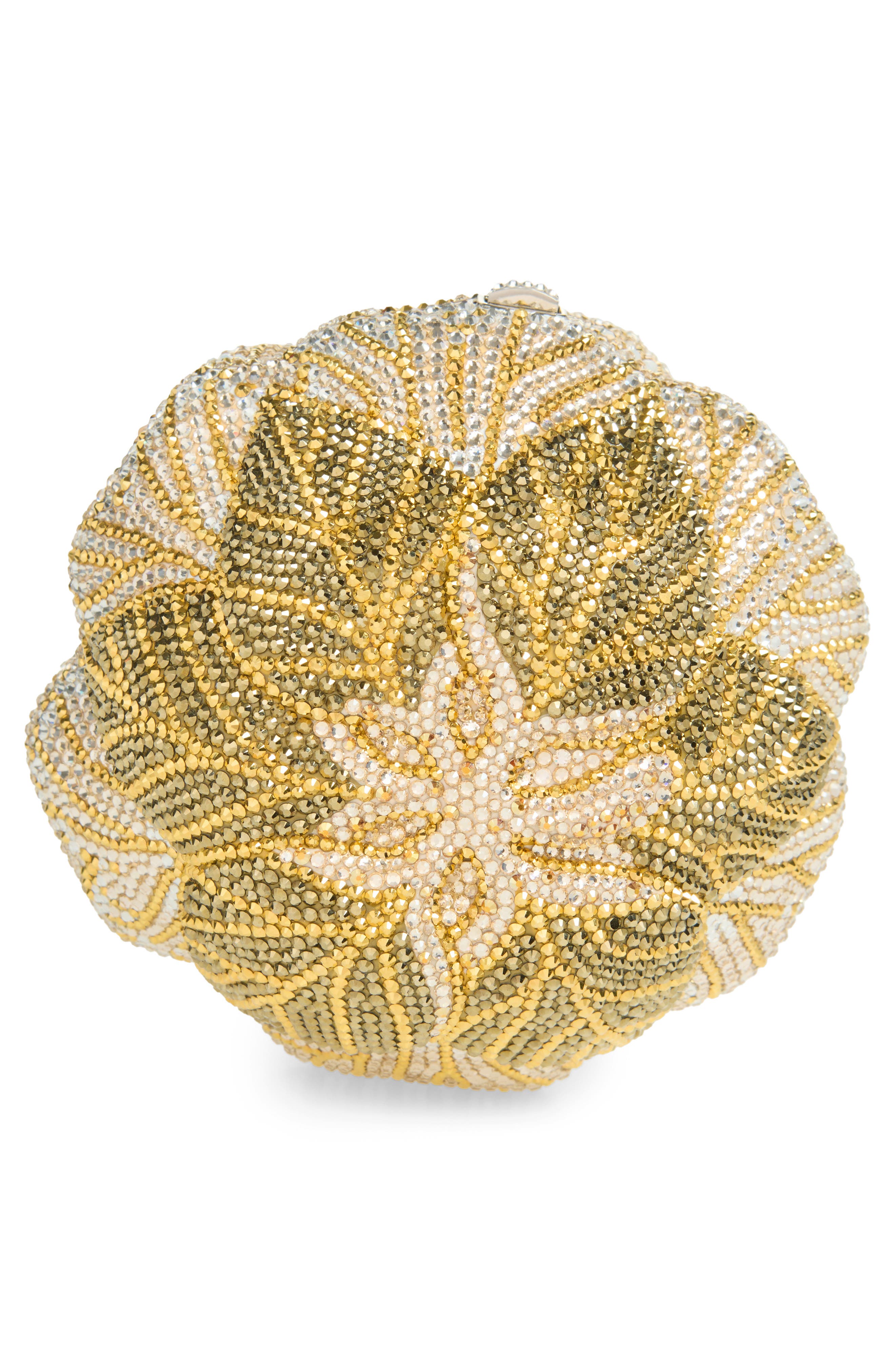 JUDITH LEIBER COUTURE Magnolia Crystal Minaudière, Alternate, color, Silver Rhine Multi