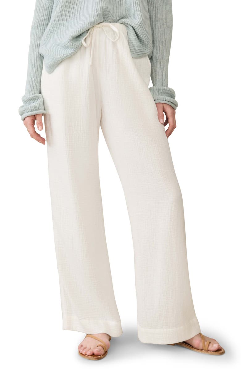 Faherty Dune Organic Cotton Wide Leg Pants, Main, color, White