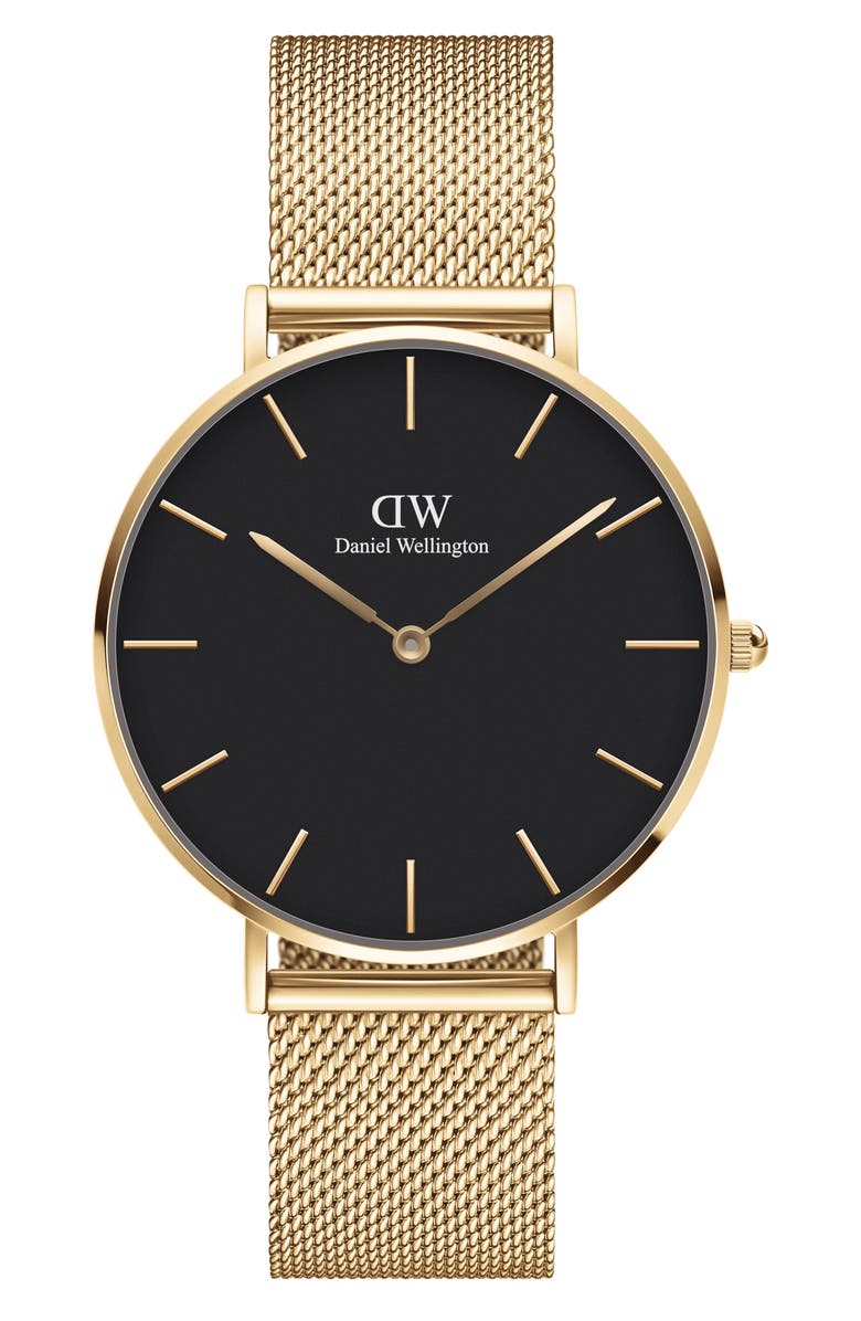 Daniel Wellington Grand Petite Evergold Mesh Strap Watch, 36mm, Main, color, Rose Gold/ Black