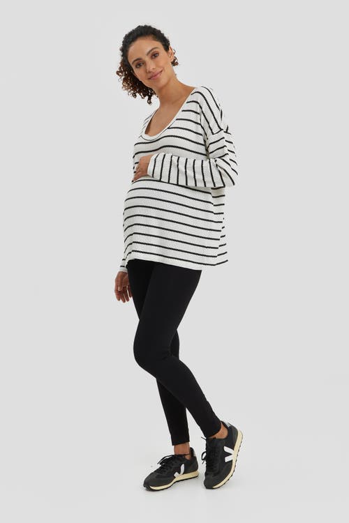 Nom Maternity Cannes Stripe Maternity Sweater In White
