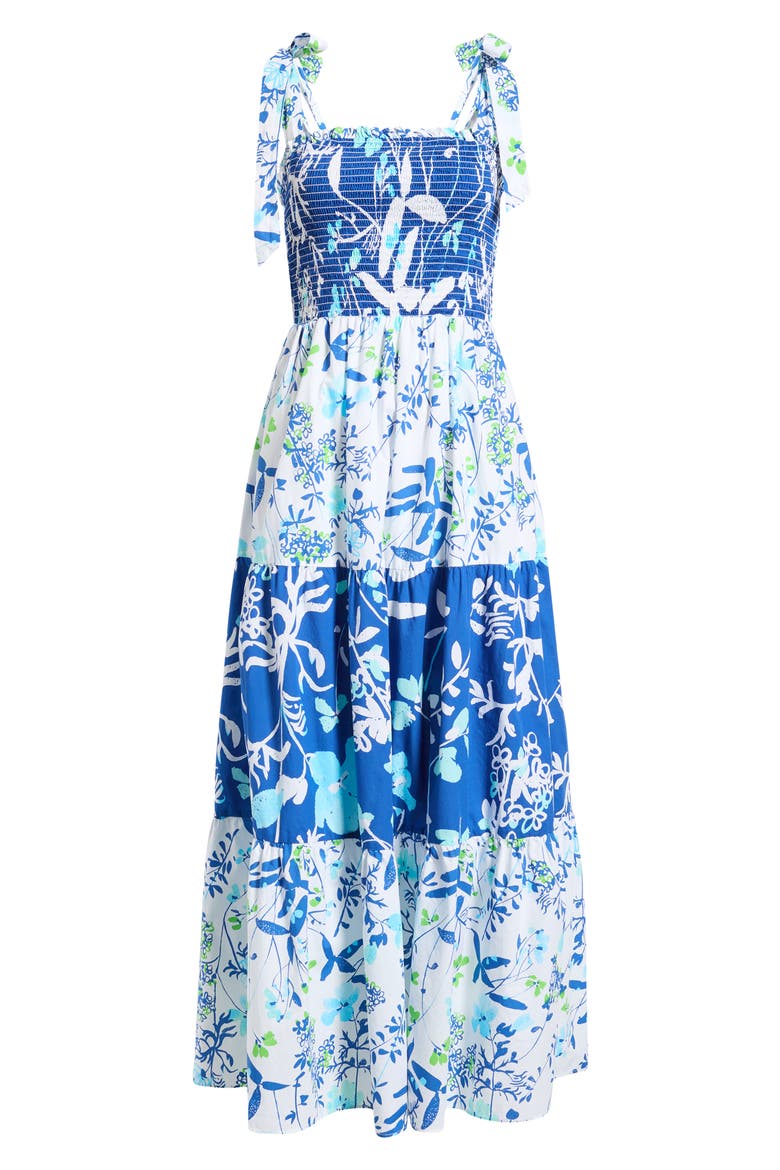 Athyn Smocked Tie Strap Maxi Dress, Alternate, color, RESORT WHITE SEA BLOOMS
