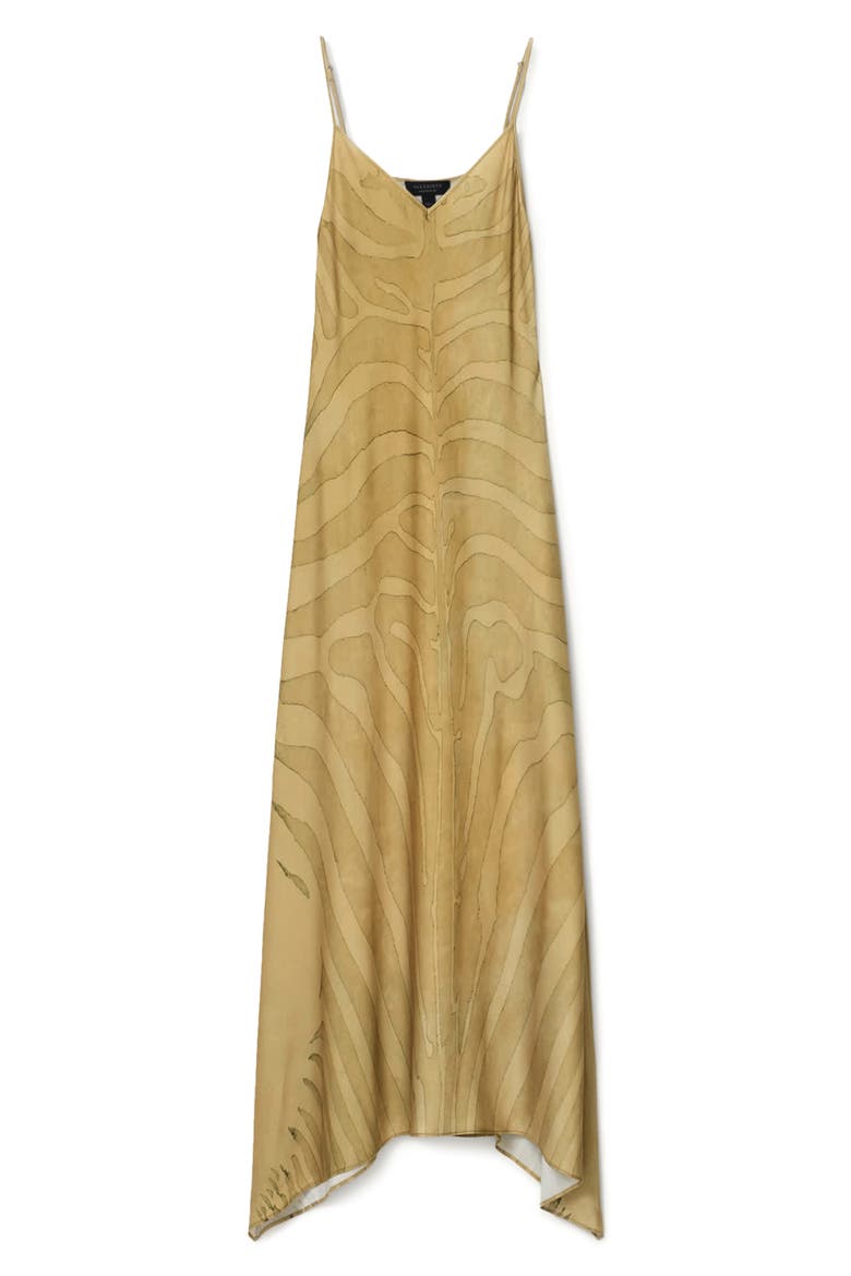 Leona Handkerchief Hem Maxi Slipdress, Alternate, color, ZEBRA SAND GOLD
