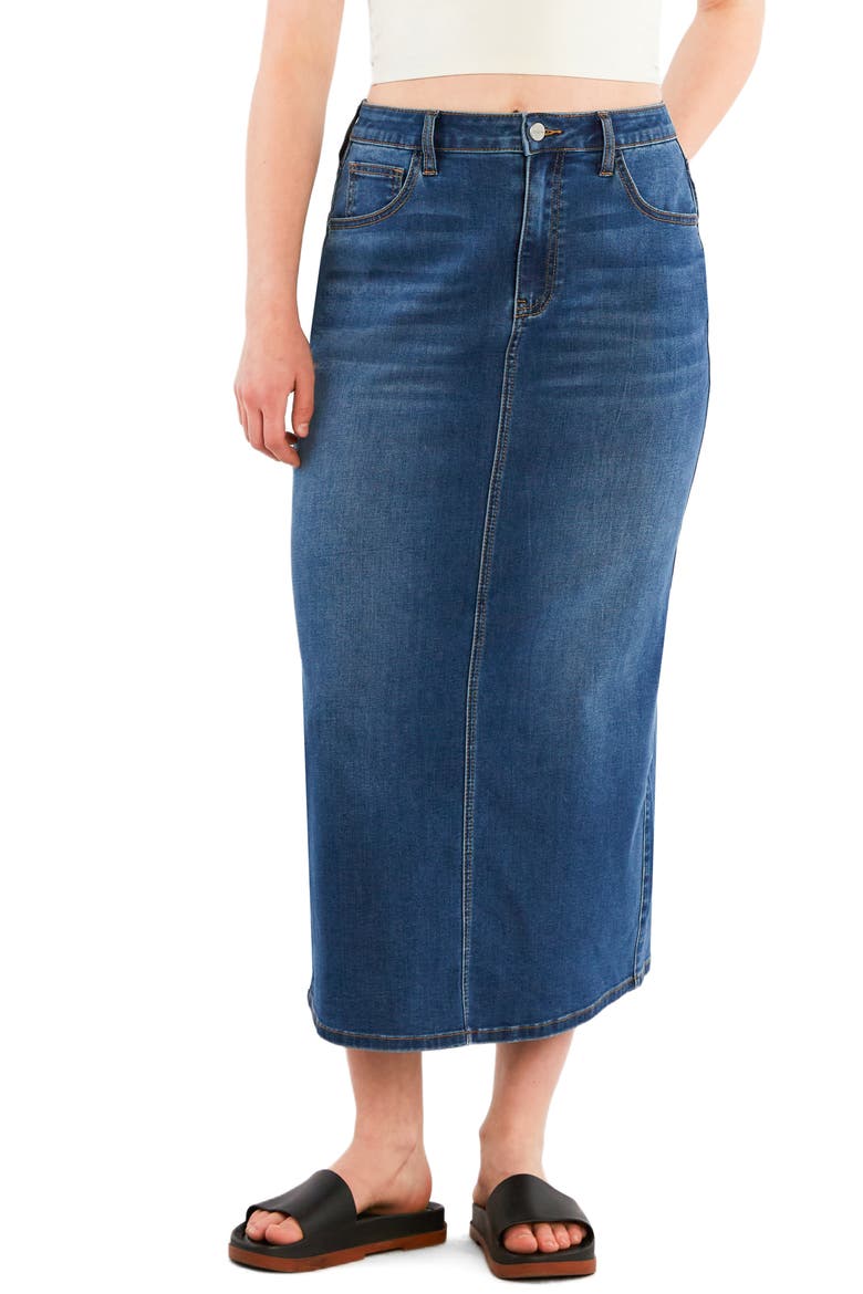 Vintage Denim Maxi Skirt, Main, color, SUNNY BLUE