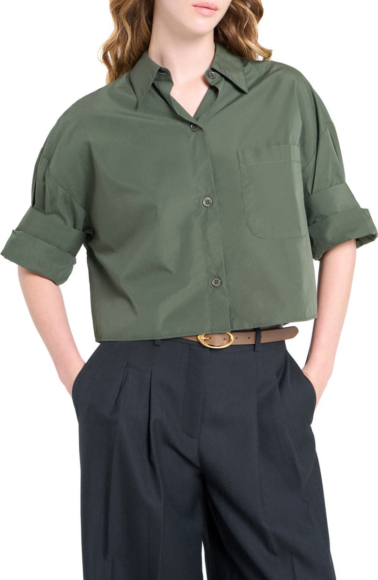 TWP Next Ex Crop Cotton Button-Up Shirt, Main, color, Duffle Bag