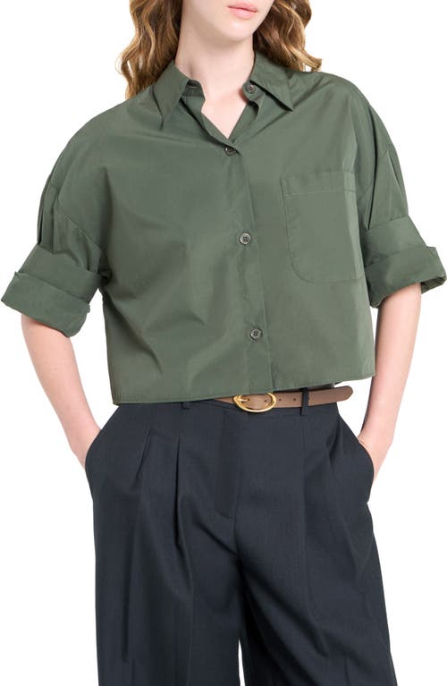 Twp Next Ex Crop Cotton Button-up Shirt In Green