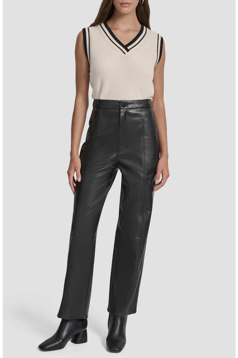 Faux Leather High Waist Pants, Alternate, color, BLACK