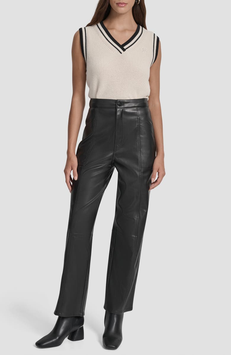 DKNY Jeans Faux Leather High Waist Pants, Alternate, color, Black