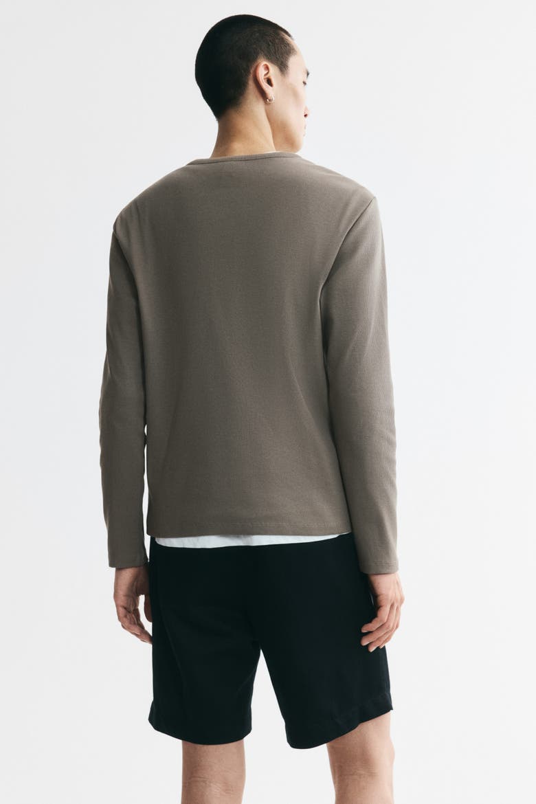 Slim-fit Ribbed Henley Shirt, Alternate, color, Khaki green