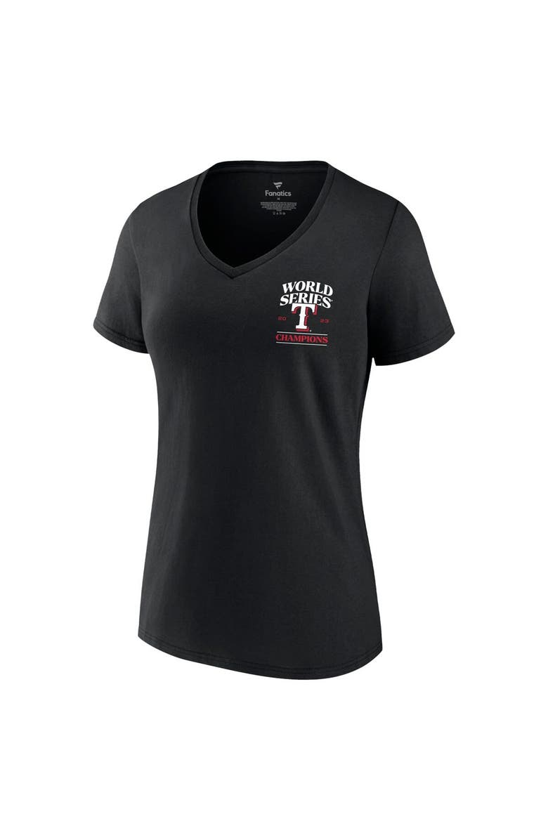 FANATICS Women's Fanatics Branded Black Texas Rangers 2023 World Series Champions Signature Roster V-Neck T-Shirt, Alternate, color,