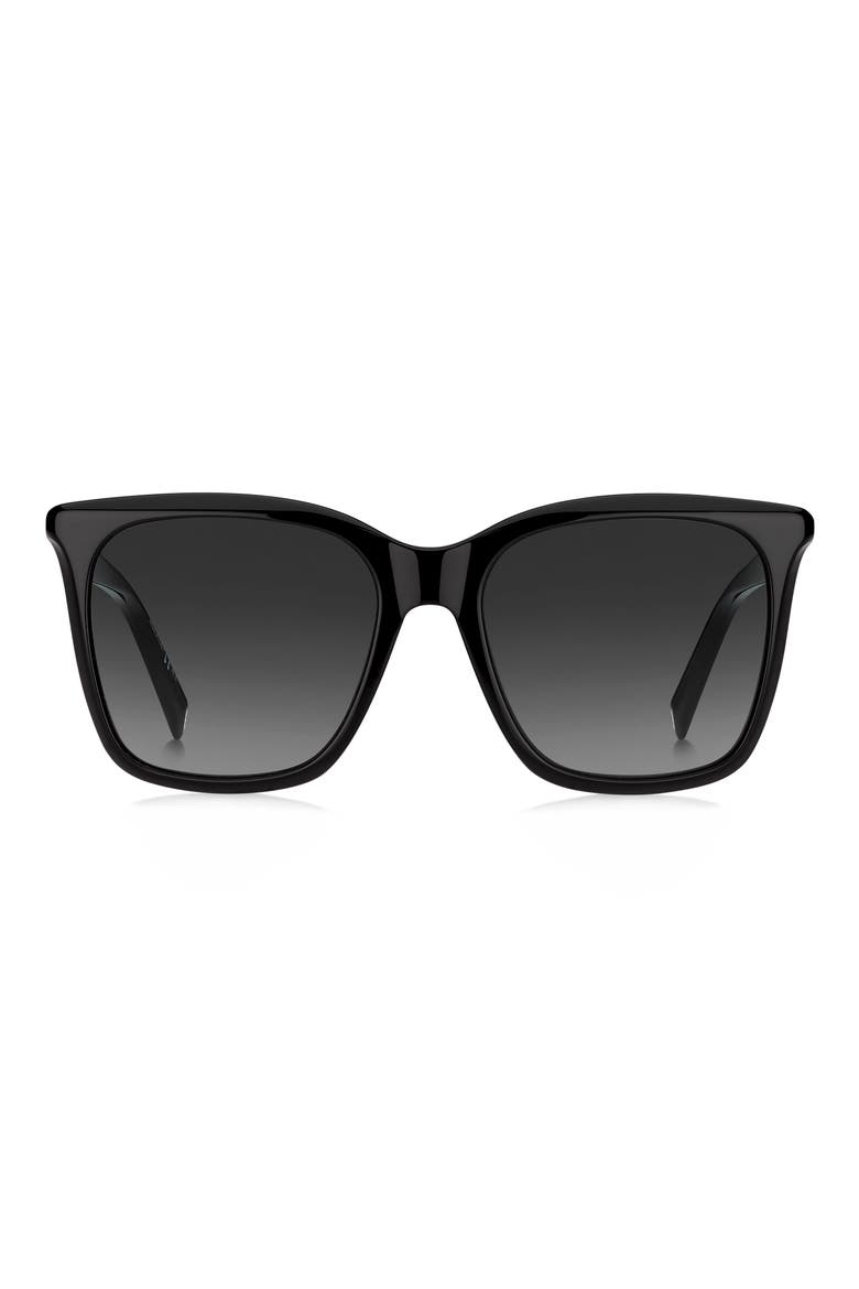 56mm Gradient Rectangle Sunglasses, Main, color, BLACK/ GREY SHADED