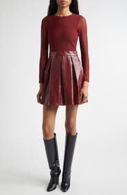 Alice + Olivia Chara Long Sleeve Faux Leather Party Dress