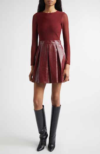 Alice + Olivia Chara Long Sleeve Faux Leather Party Dress