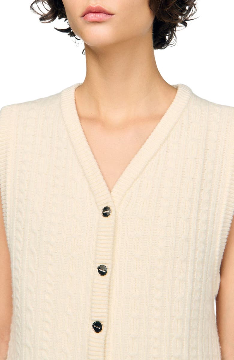 SANDRO Cable knit vest, Alternate, color, Ecru